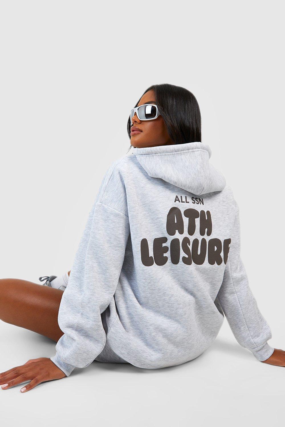 Ath Leisure Puff Print Slogan Hooded Short Tracksuit